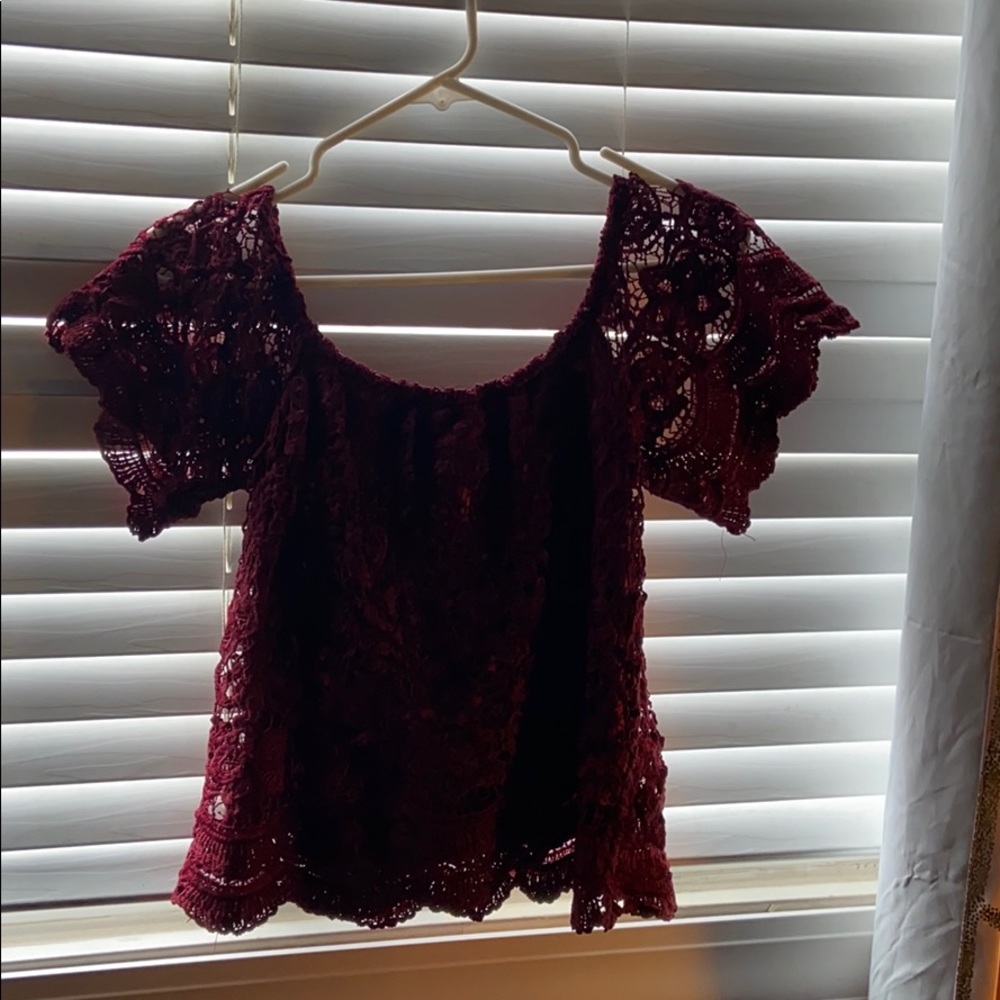 red off the shoulder top